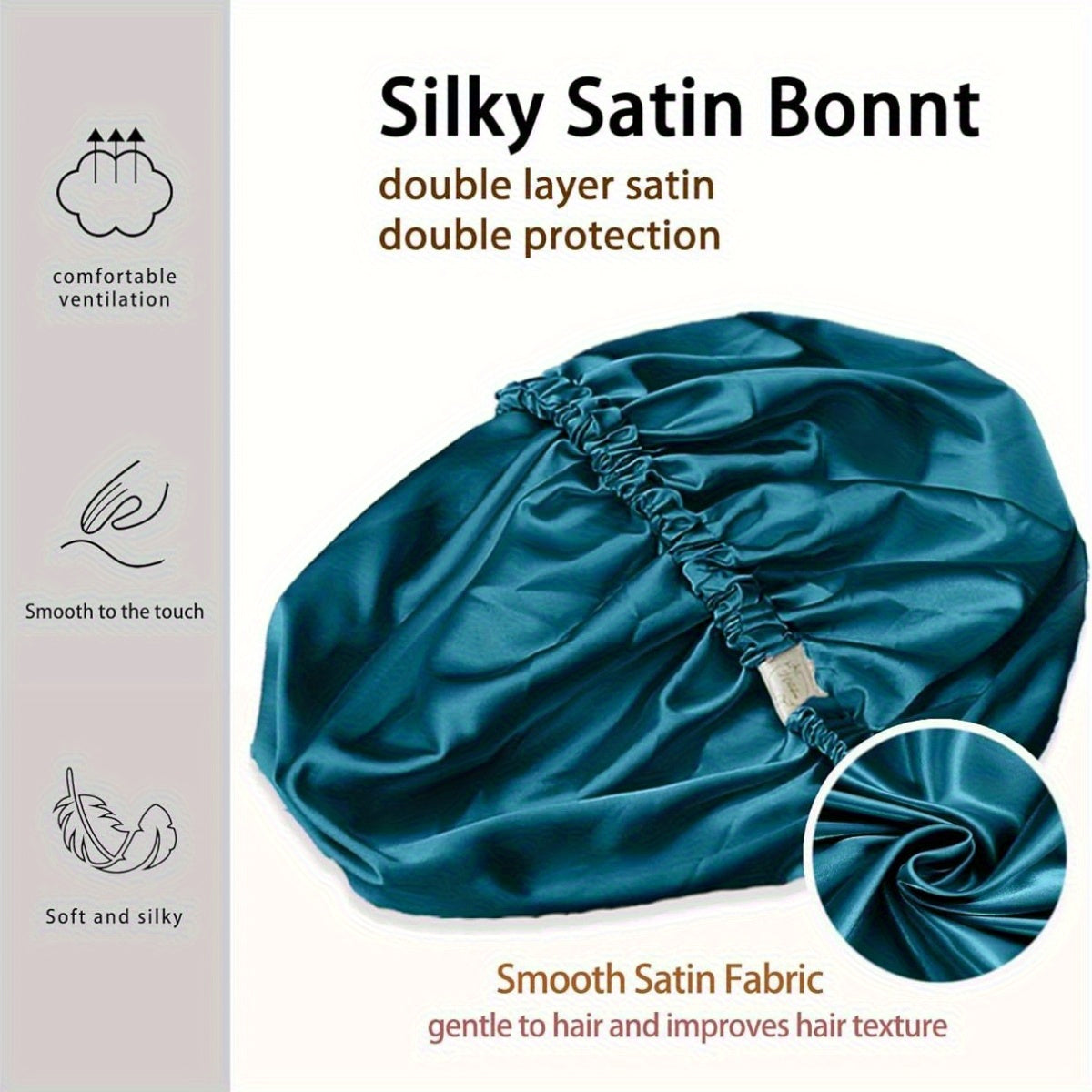 Satin Bonnet for Women Double Layer Adjustable Sleep Cap