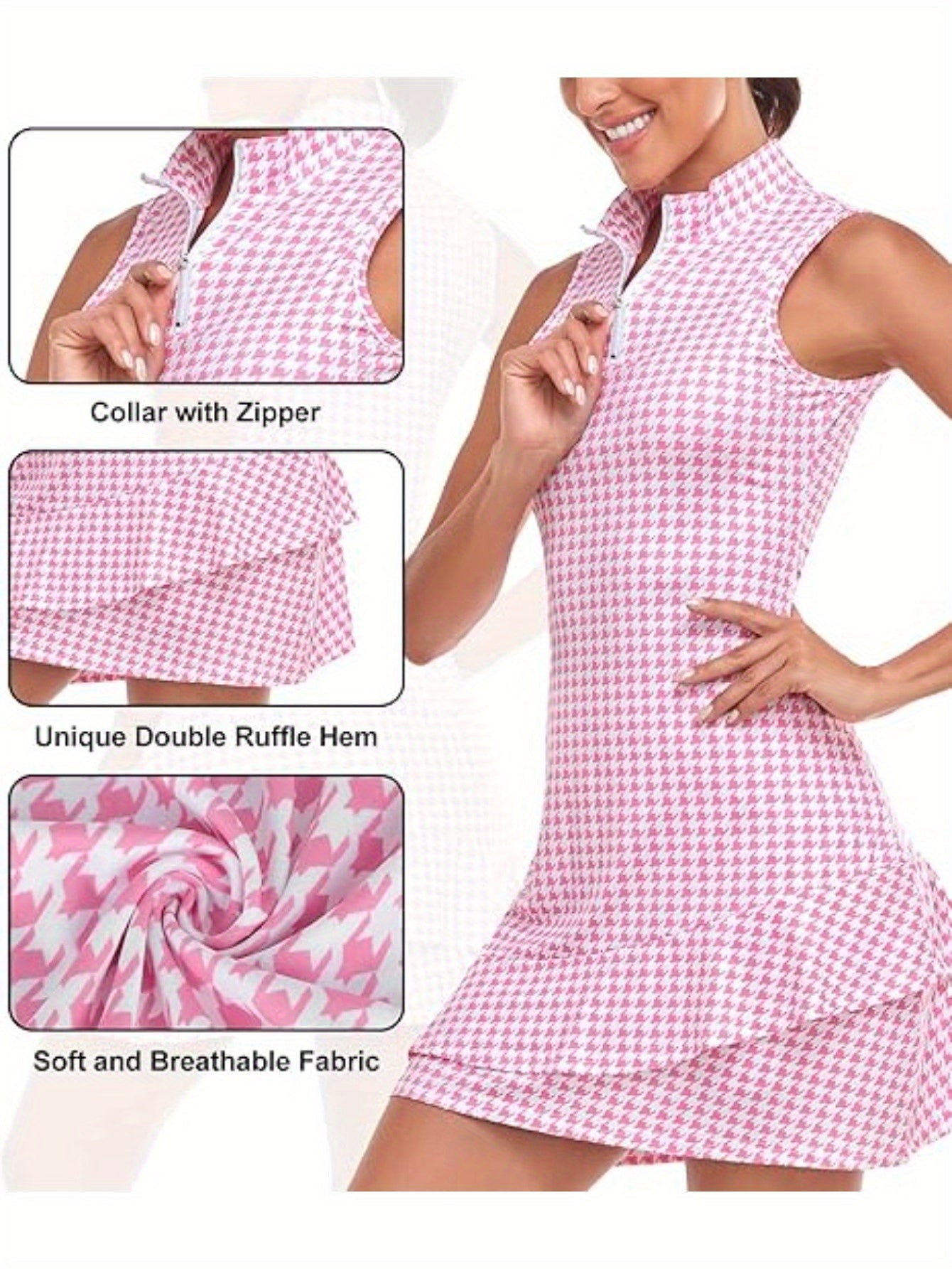 Womens Sleeveless Pleated Dress with Shorts and Pockets