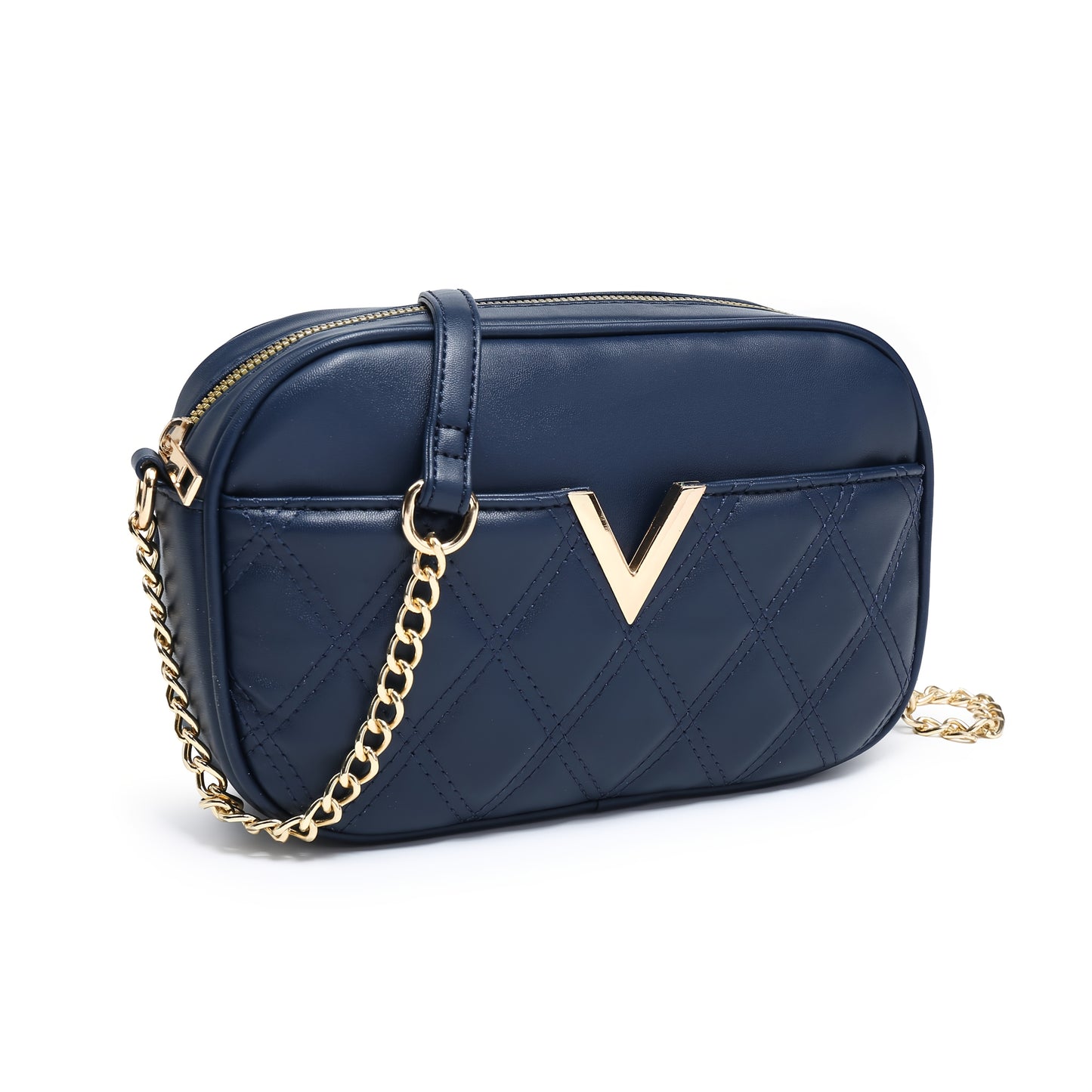 Stylish Quilted Crossbody Bag with Golden-Tone Chain Strap