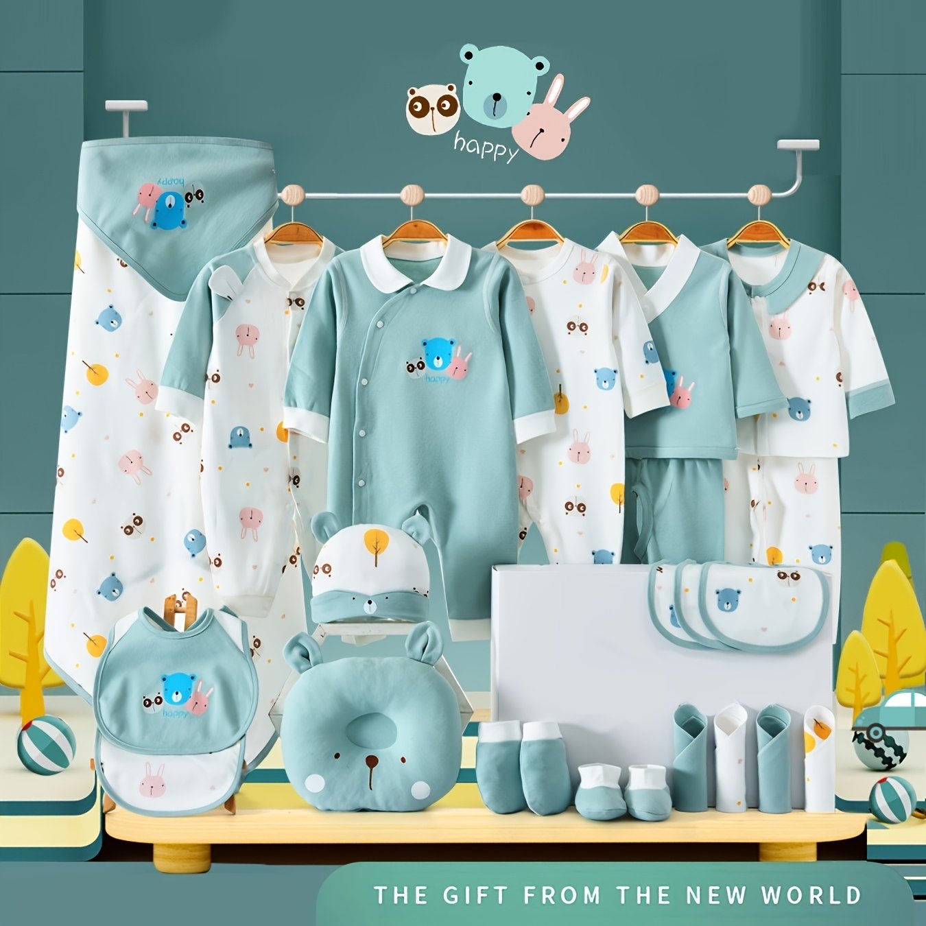 27 Piece Baby Boy Clothing Set with Accessories for Newborns