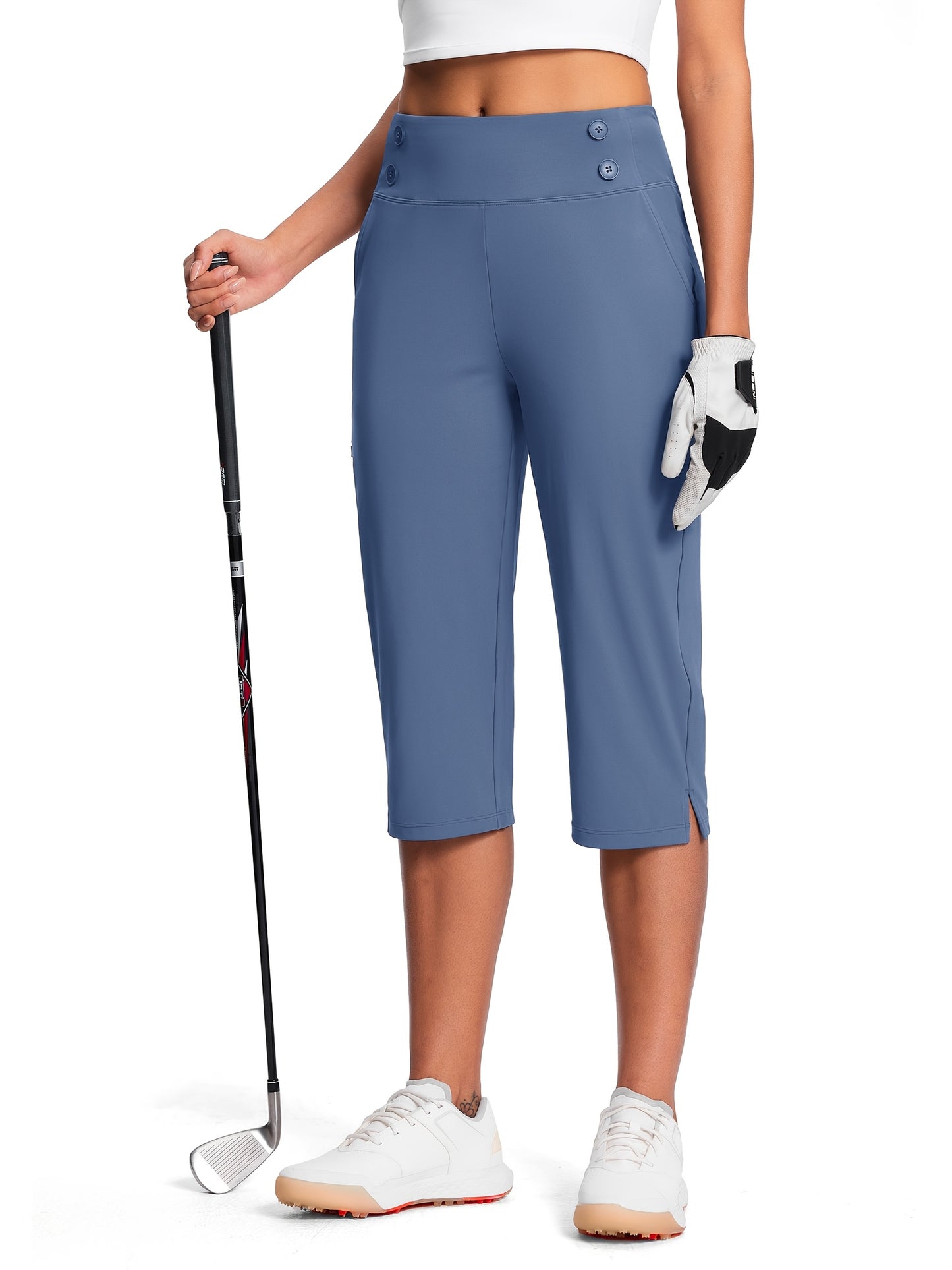 Women's High Waist Capri Pants for Work and Casual Wear