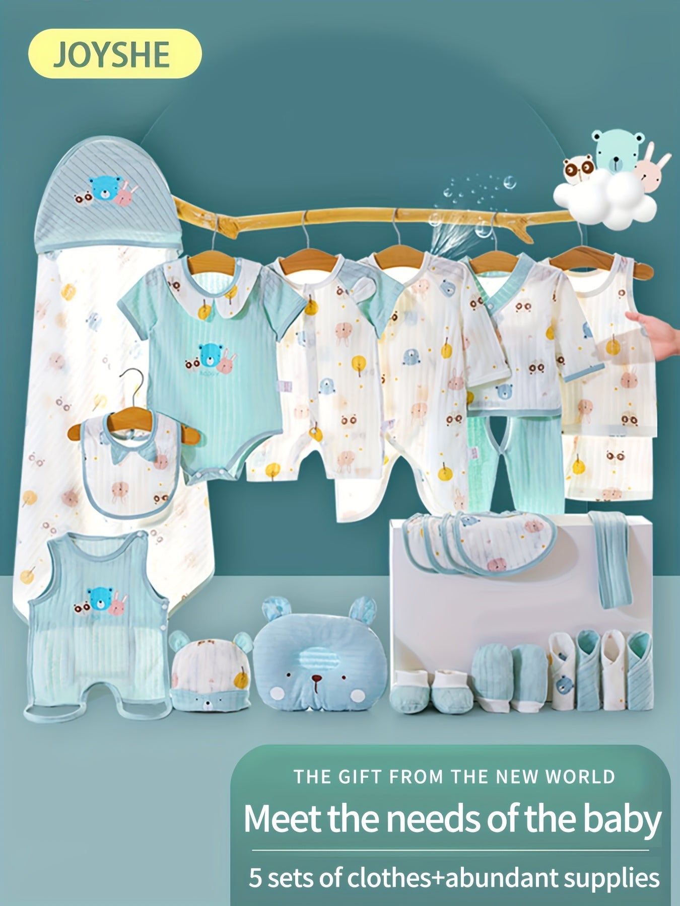 27 Piece Baby Boy Clothing Set with Accessories for Newborns
