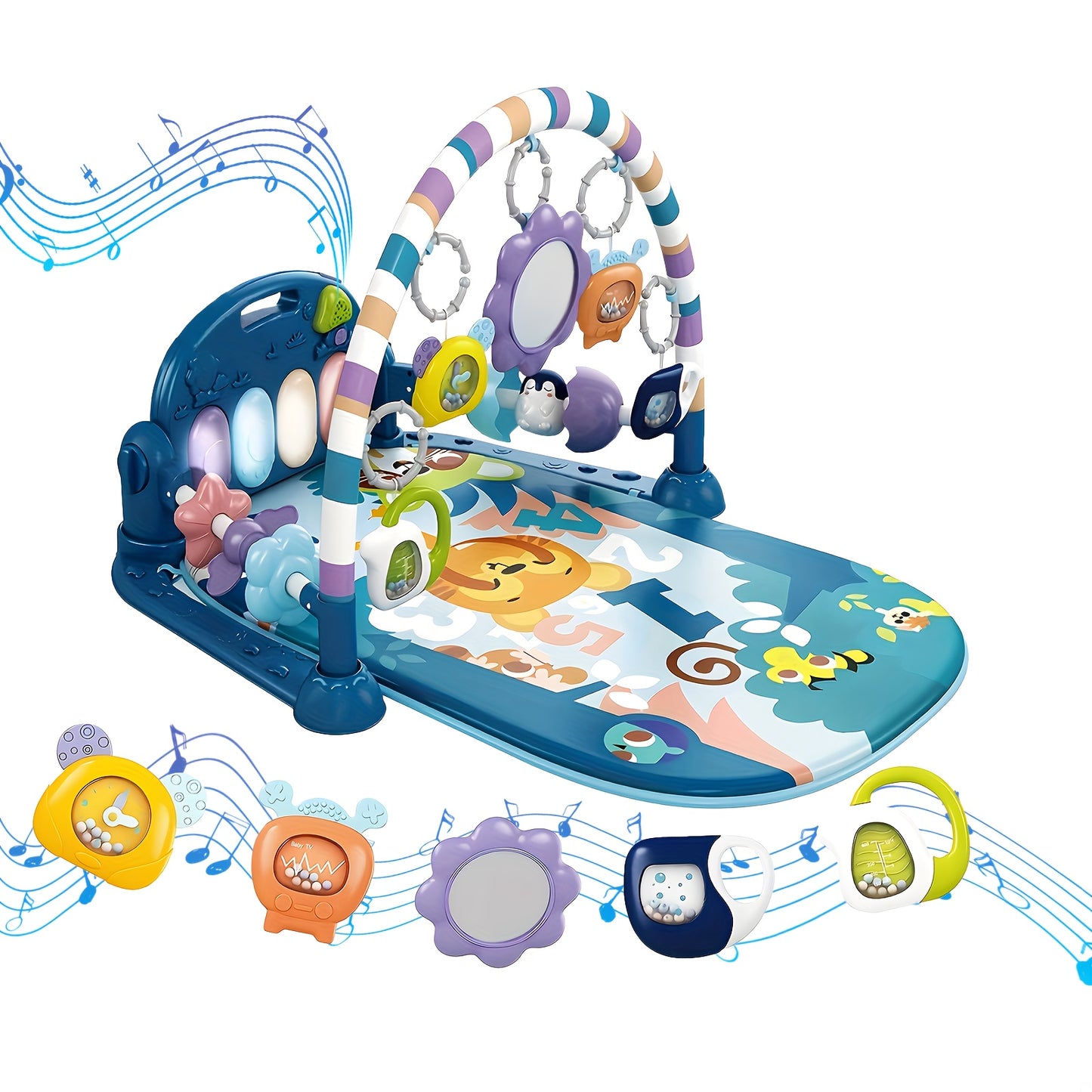 Baby Play Gym with Piano and Sensory Toys for Infants