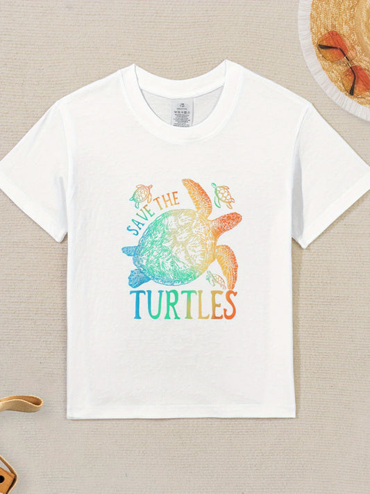 Save The Turtles Tie Dye Sea Turtle Graphic T Shirt For Kids 100 Percent Cotton Slim Fit Casual Round Neck Marine Life Awareness Top
