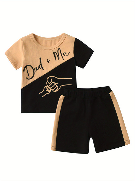 Summer Toddler Baby Boy Clothes Set Dad and Me Short Sleeve T Shirt and Shorts Outfit for Outdoor Activities