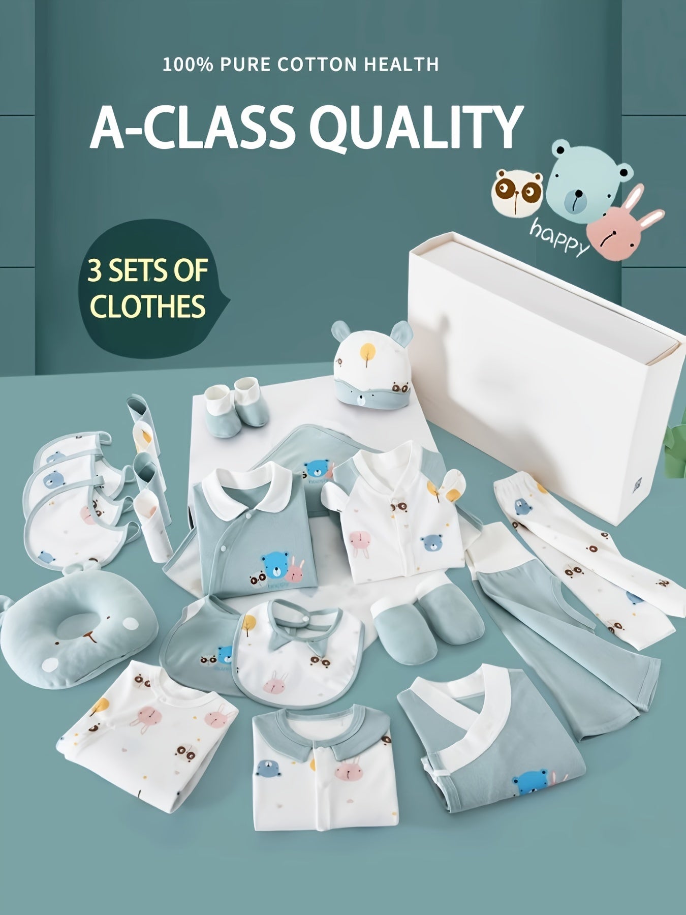 27 Piece Baby Boy Clothing Set with Accessories for Newborns