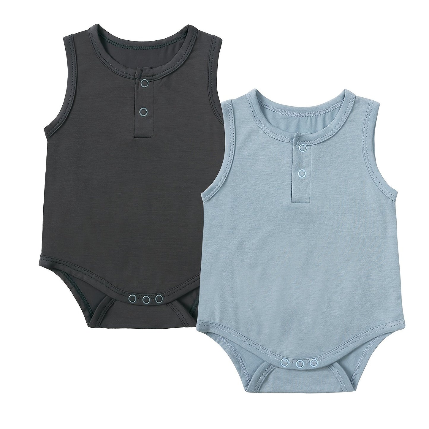 2 Pack Baby Bamboo Fiber Sleeveless Bodysuit Newborn Summer Onesie Jumpsuit Infant Romper Casual Style Tank Top For Boys And Girls Outdoor Wear