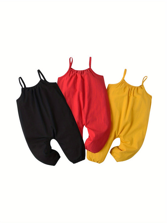 3 Pack Summer Infant Toddler Baby Girl Sleeveless Sling Jumpsuit Clothes Cute Daily Outfit for Outdoor Activities