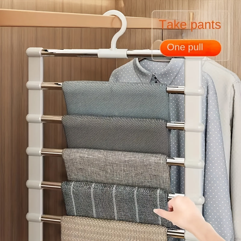 Folding Pants Hanger Set - Multi-Layer Stainless Steel Organizer