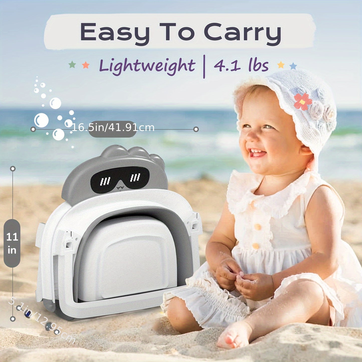 Collapsible Baby Bath Tub with Soft Cushion and Heat Sensitive Drain