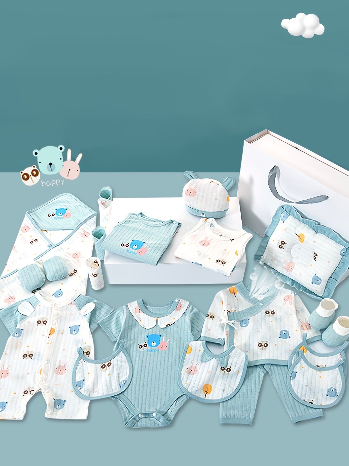 27 Piece Baby Boy Clothing Set with Accessories for Newborns