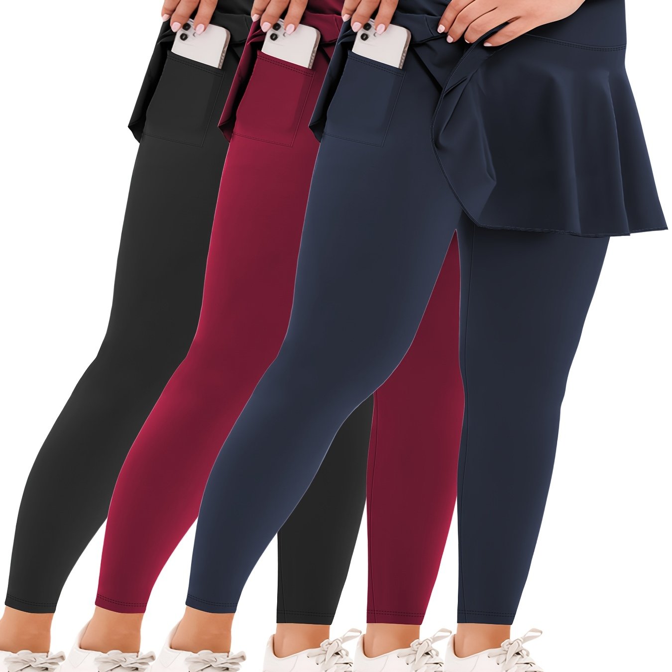 Women's Plus Size High-Waisted Tennis Skorts with Pockets