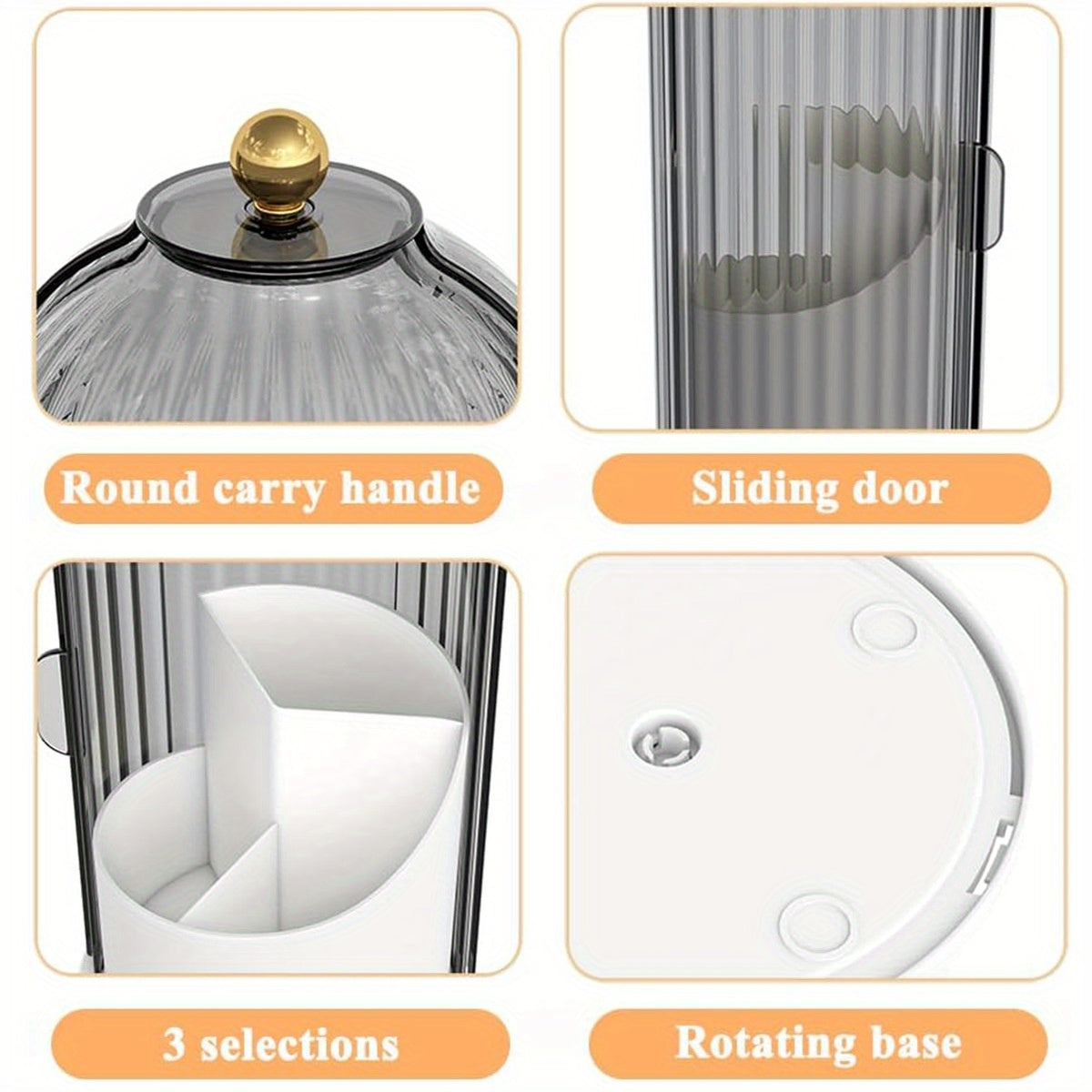 Rotating Makeup Brush Holder with Lid for Organized Vanity