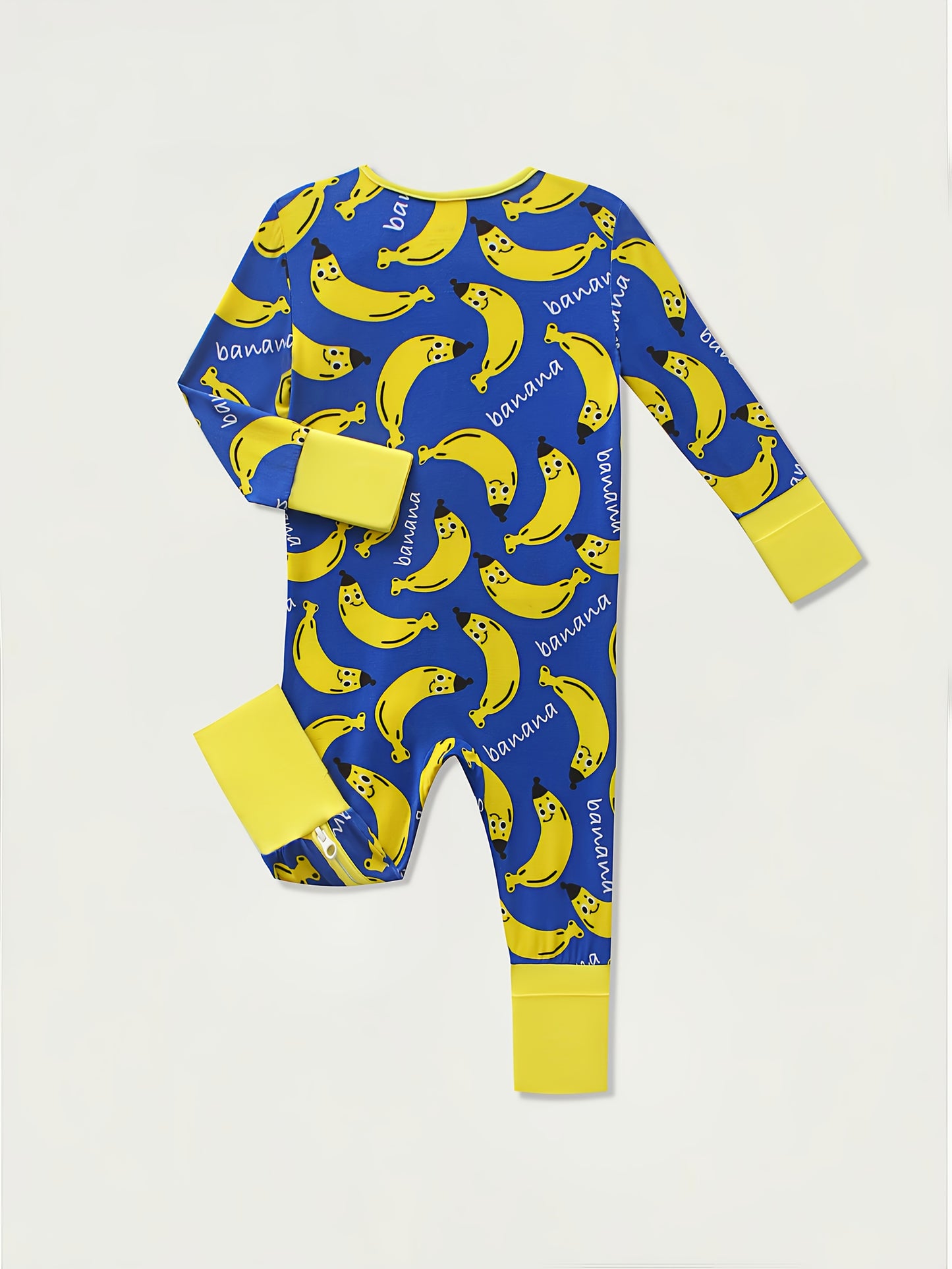 Baby Boys Bamboo Fiber Onesie with Two-Way Zipper and Protectors