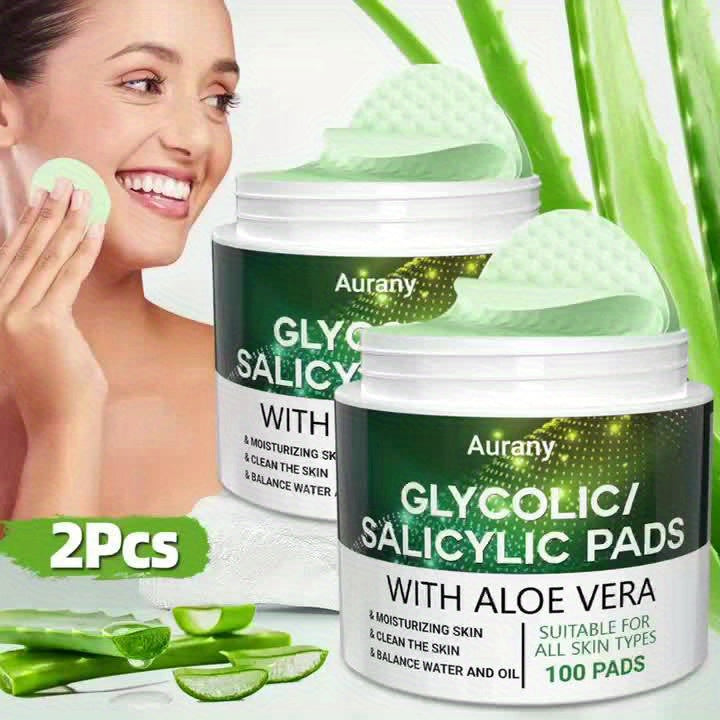 Aurany Glycolic and Salicylic Acid Moisturizing Facial Cleansing Pads