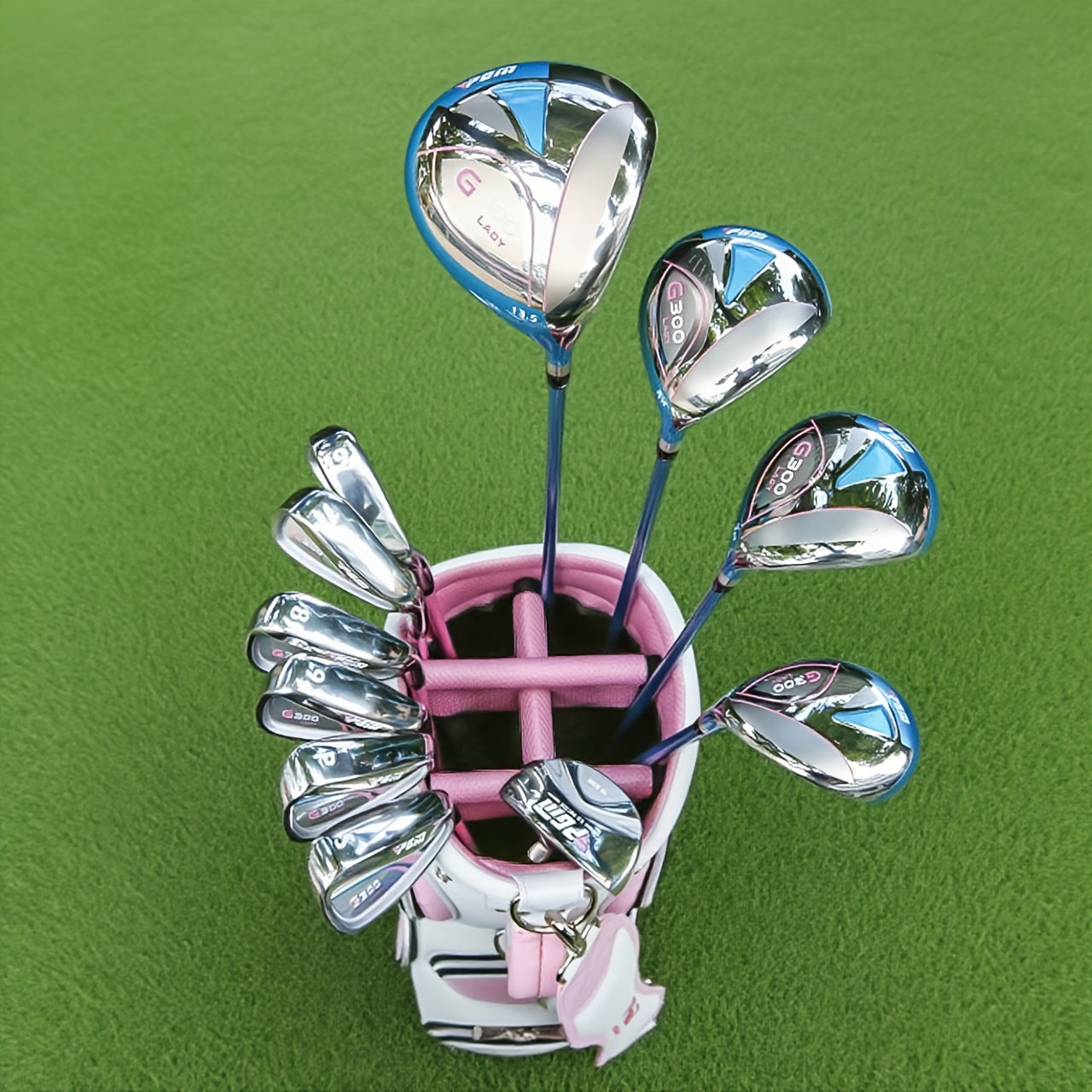 PGM Women's Complete 11-Piece Golf Set - Woods (#1, 3, 5, 4H) Irons (#6, 7, 8, 9, PW, SW) Putter | Lightweight graphite shafts (Ladies Flex) | Includes stand bag | Perfect gift for Valentine's Day/Mother's Day