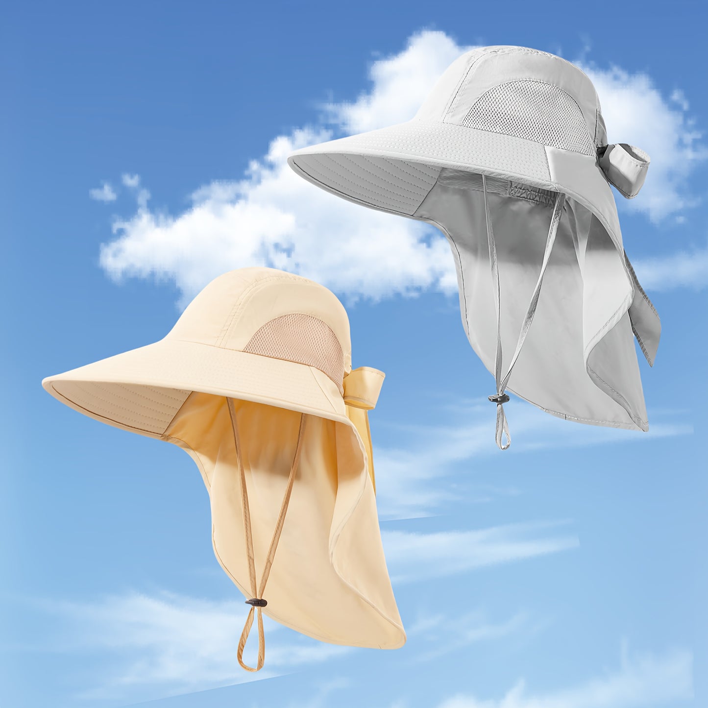 Foldable Women's Wide Brim Sun Hat with Neck Flap