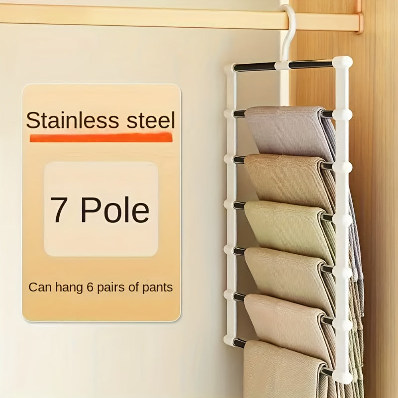 Folding Pants Hanger Set - Multi-Layer Stainless Steel Organizer