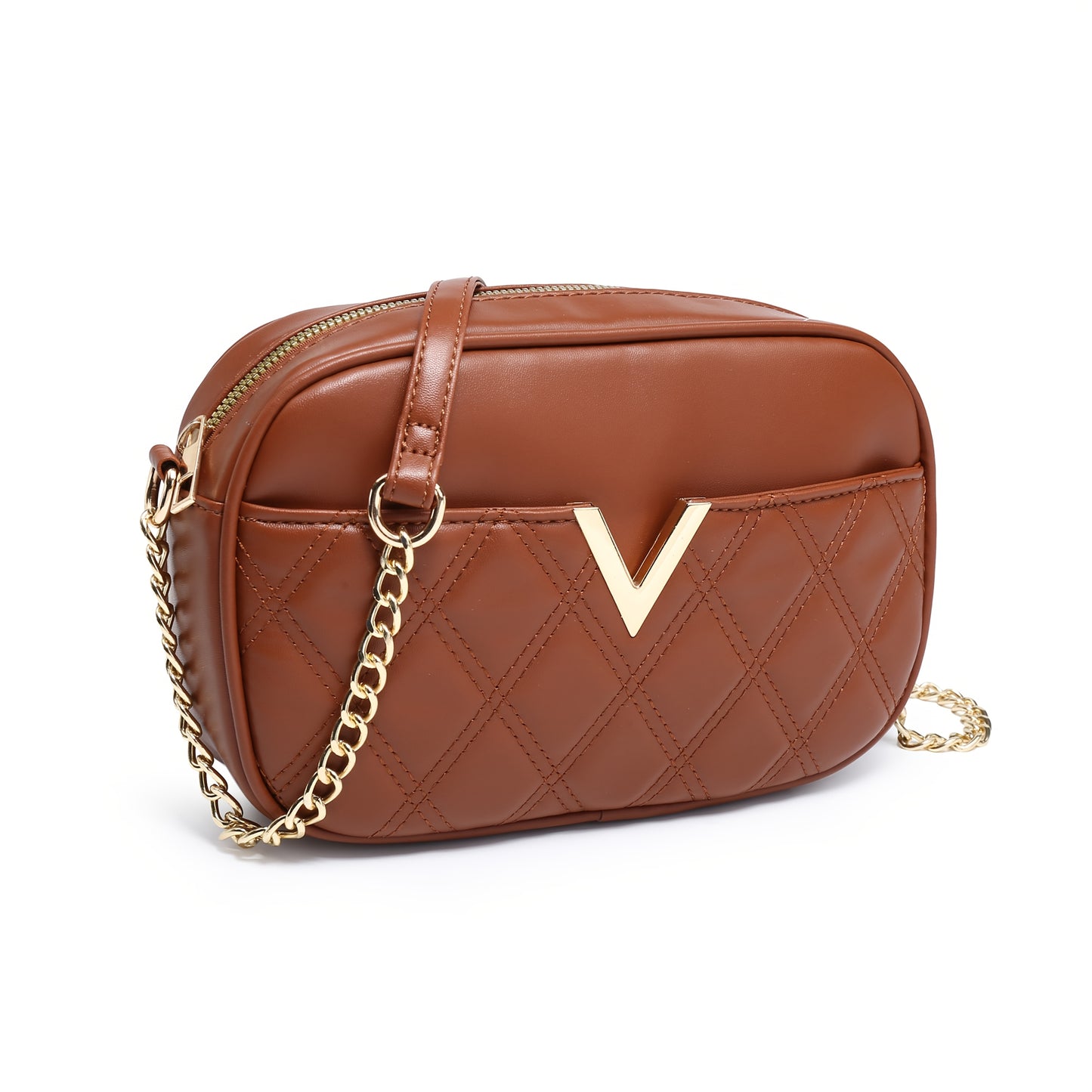 Stylish Quilted Crossbody Bag with Golden-Tone Chain Strap