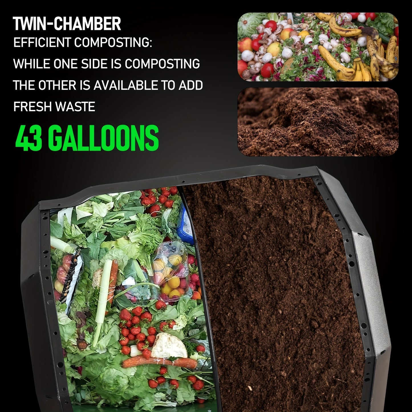Efficient Dual Chamber Compost Bin for Easy Garden Waste Recycling