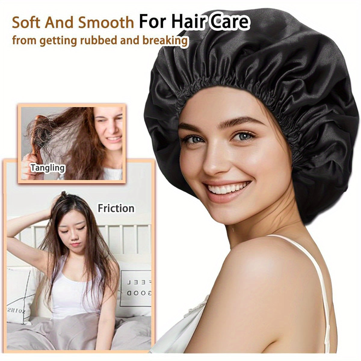 Satin Bonnet for Women Double Layer Adjustable Sleep Cap