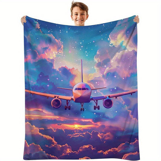 Milestone Blanket Featuring an Airplane and Sky Theme 48X40 Inches for Growth Tracking