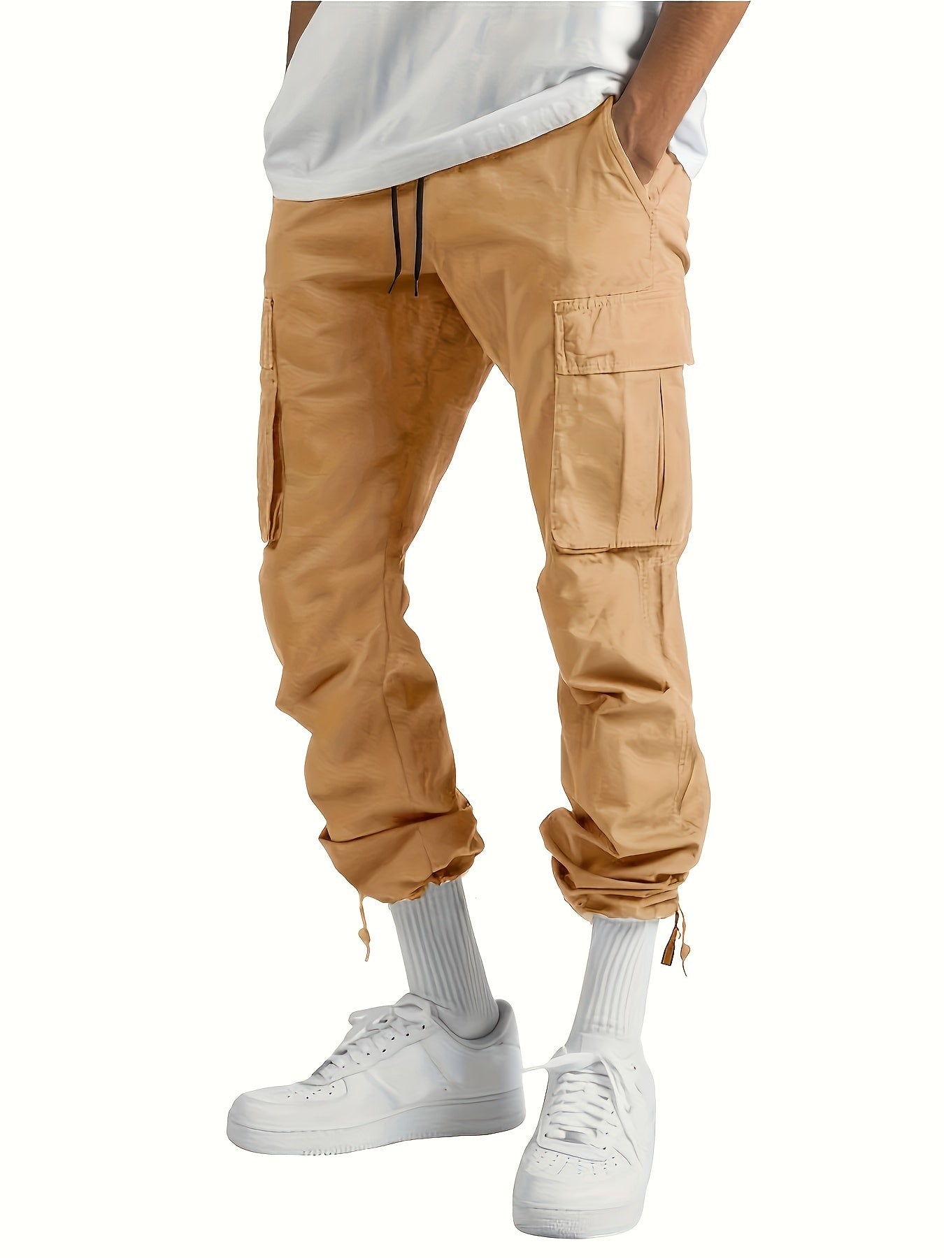 4 Pack Teen Boys Cargo Pants Loose Fit Casual Outdoor Pants with Multiple Pockets Machine Washable Polyester Blend Adjustable Drawstring Waist Available in Gray Beige and Black for Spring and Fall Activities