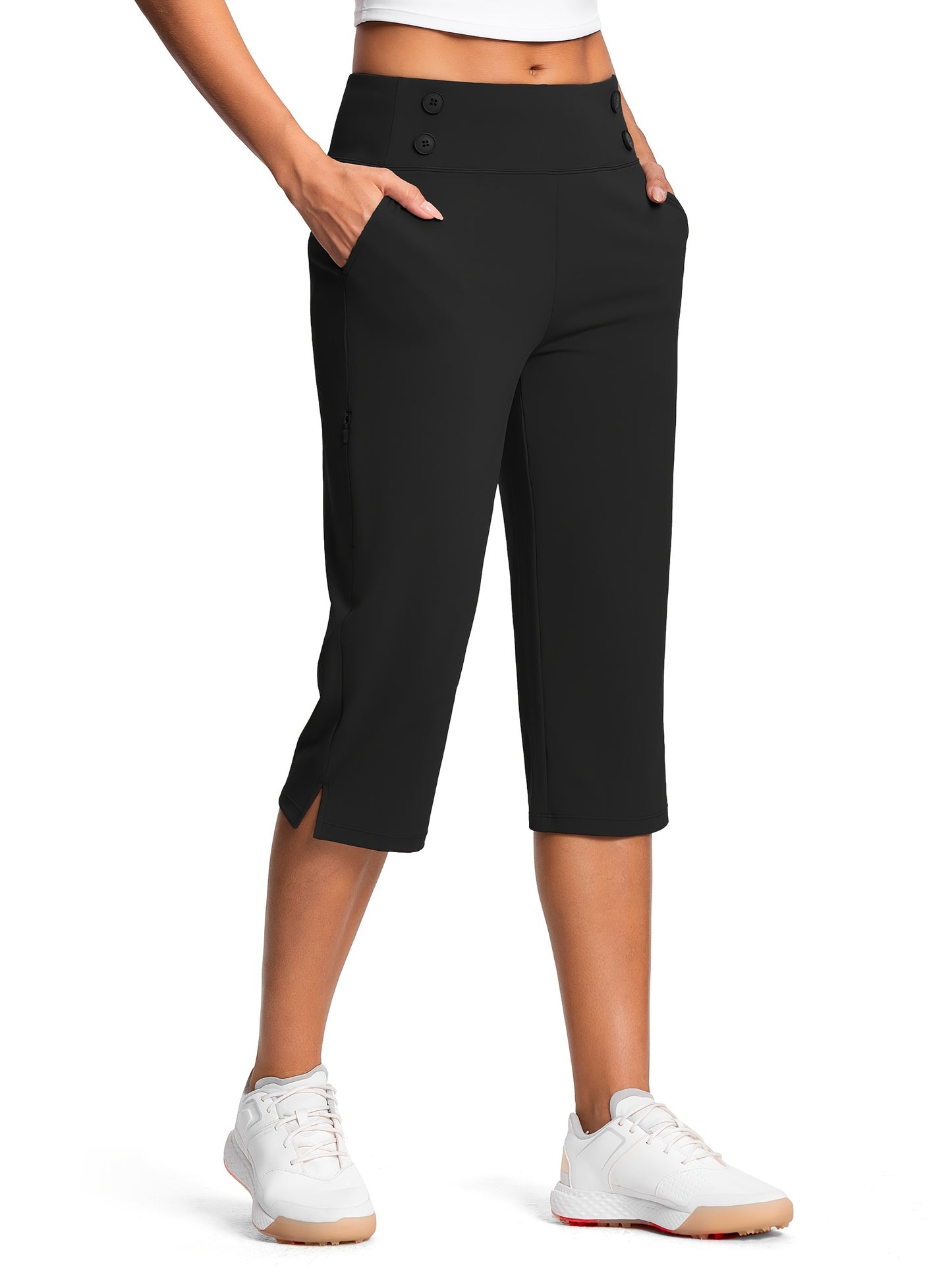 Women's High Waist Capri Pants for Work and Casual Wear