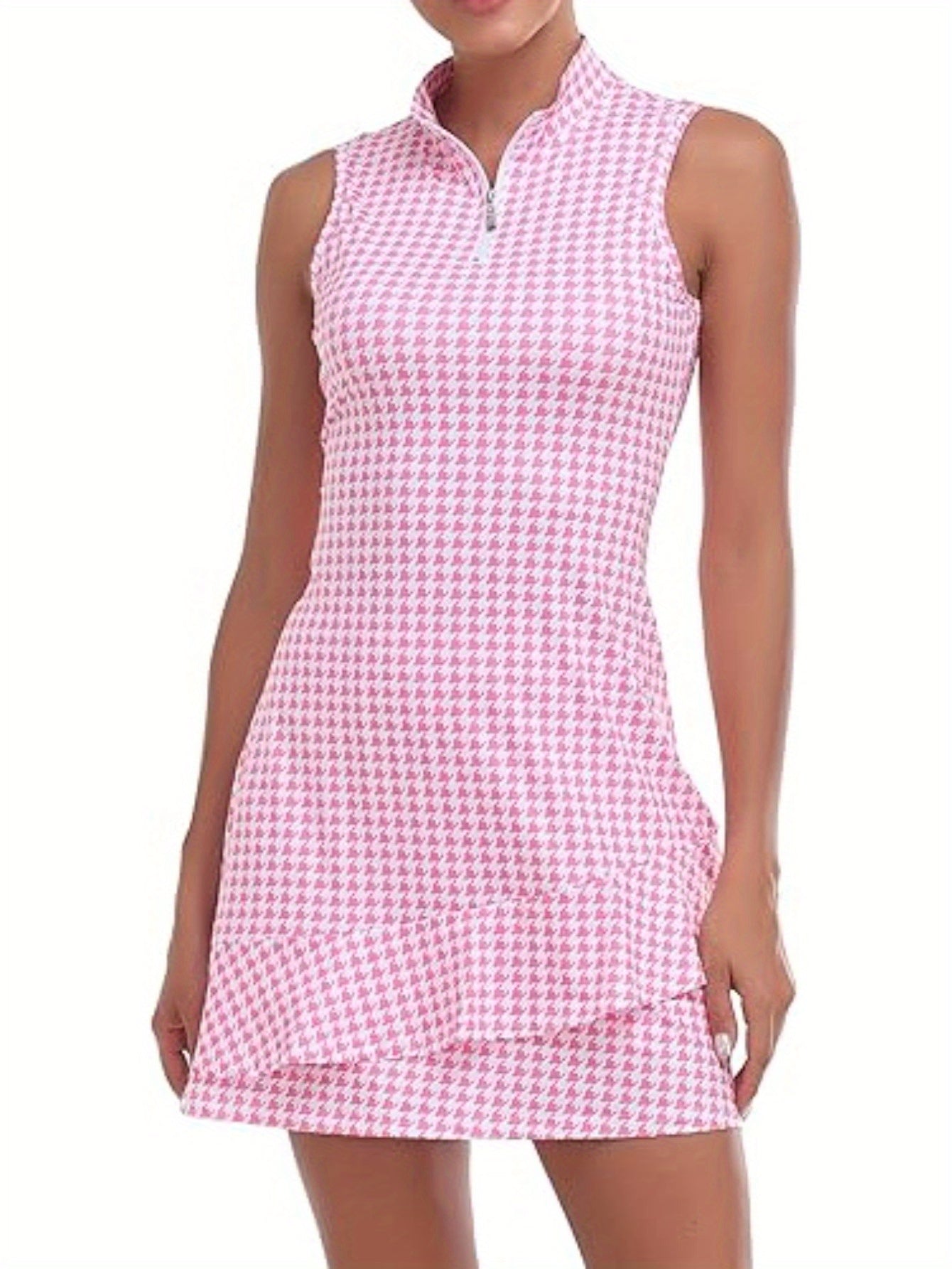 Womens Sleeveless Pleated Dress with Shorts and Pockets