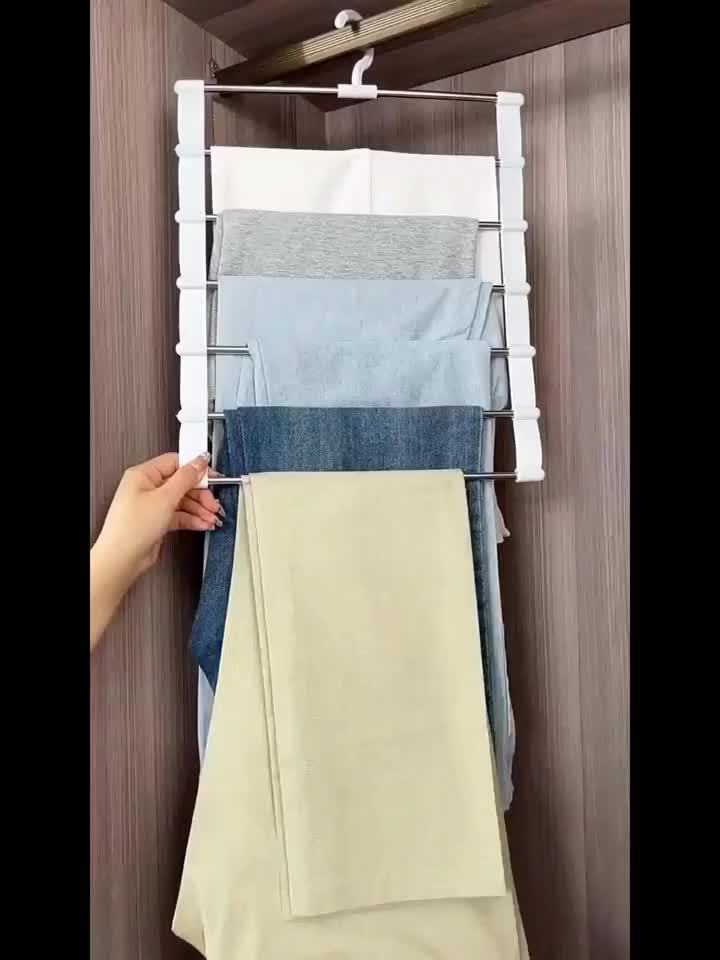 Folding Pants Hanger Set - Multi-Layer Stainless Steel Organizer