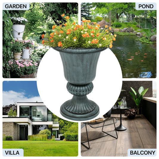 Vintage Roman Urn Planter 20 Inch Classic Style with Drainage Hole Ideal for Indoor Outdoor Decor Garden Patio Wedding Durable Elegant Design