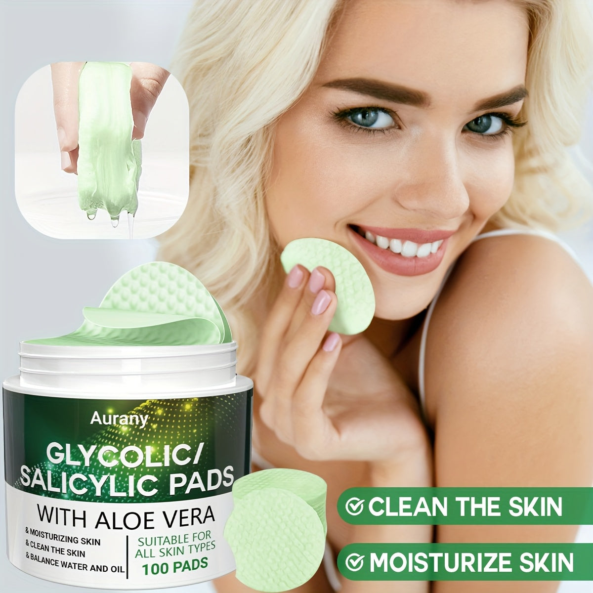 Aurany Glycolic and Salicylic Acid Moisturizing Facial Cleansing Pads