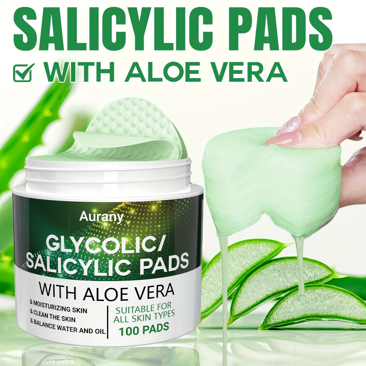 Aurany Glycolic and Salicylic Acid Moisturizing Facial Cleansing Pads