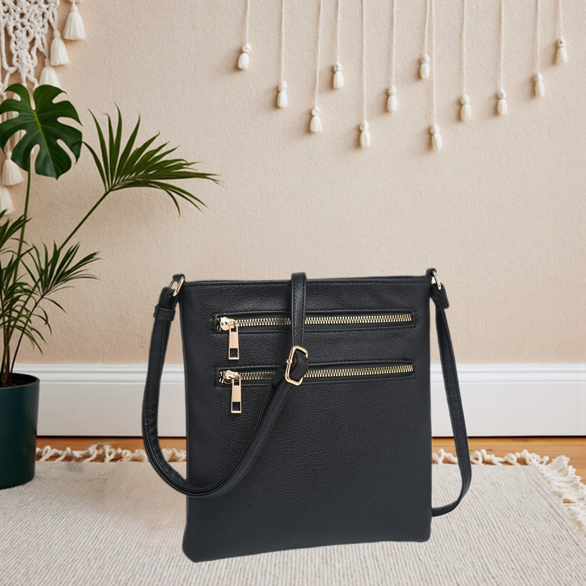 Valentine's Day Faux Leather Crossbody Bag with Adjustable Strap