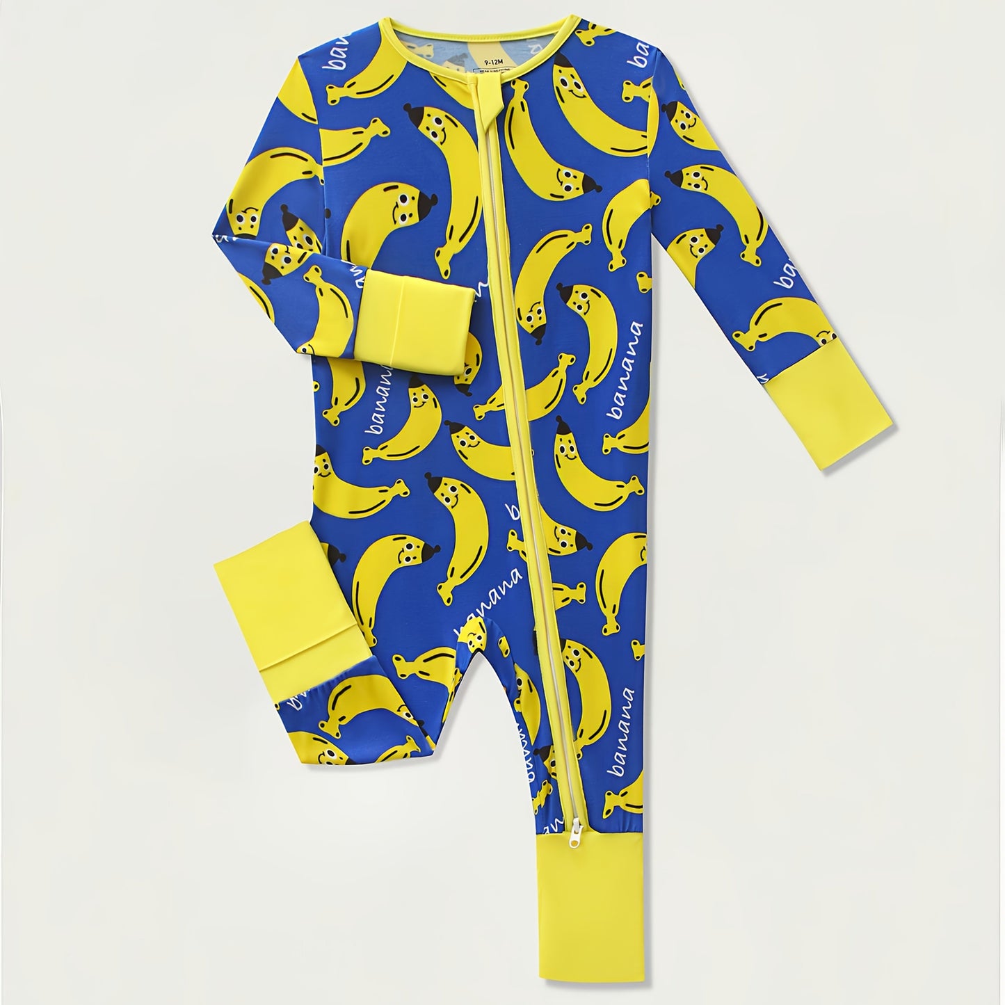 Baby Boys Bamboo Fiber Onesie with Two-Way Zipper and Protectors