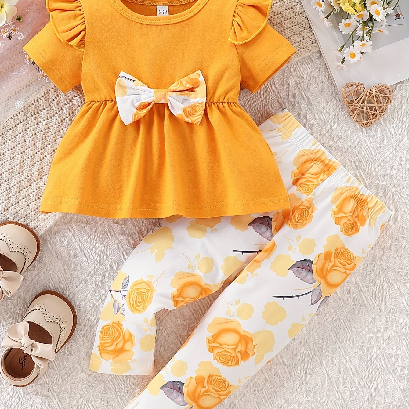 Toddler Summer Baby Girl Clothes Ruffle Short Sleeve T Shirt Floral Pants Headband 3 Pieces Newborn Infant Outfits for Outdoor Activities