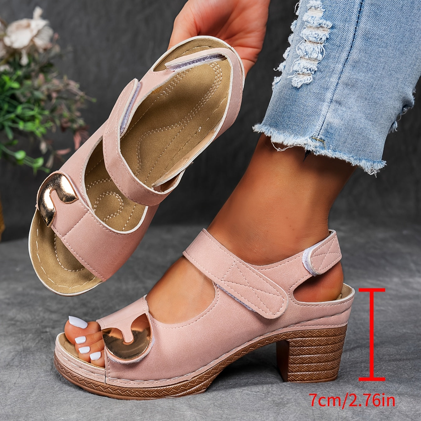 Women's Casual Platform Sandals with Chunky Heel Open Toe Adjustable Strap Summer Footwear in Black Red Pink Durable Comfortable Thick Sole for Beach Casual Outings Warm Weather