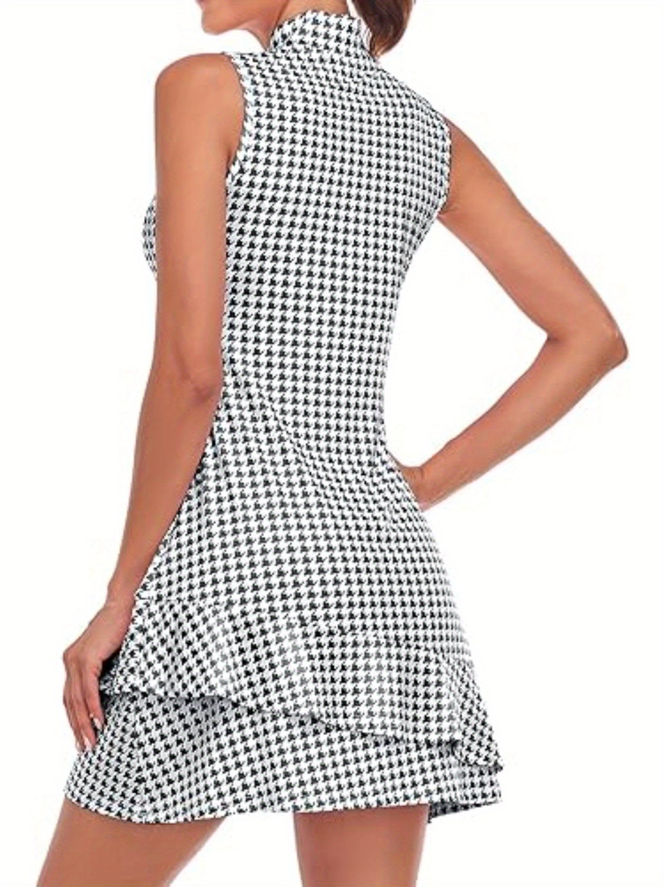 Womens Sleeveless Pleated Dress with Shorts and Pockets