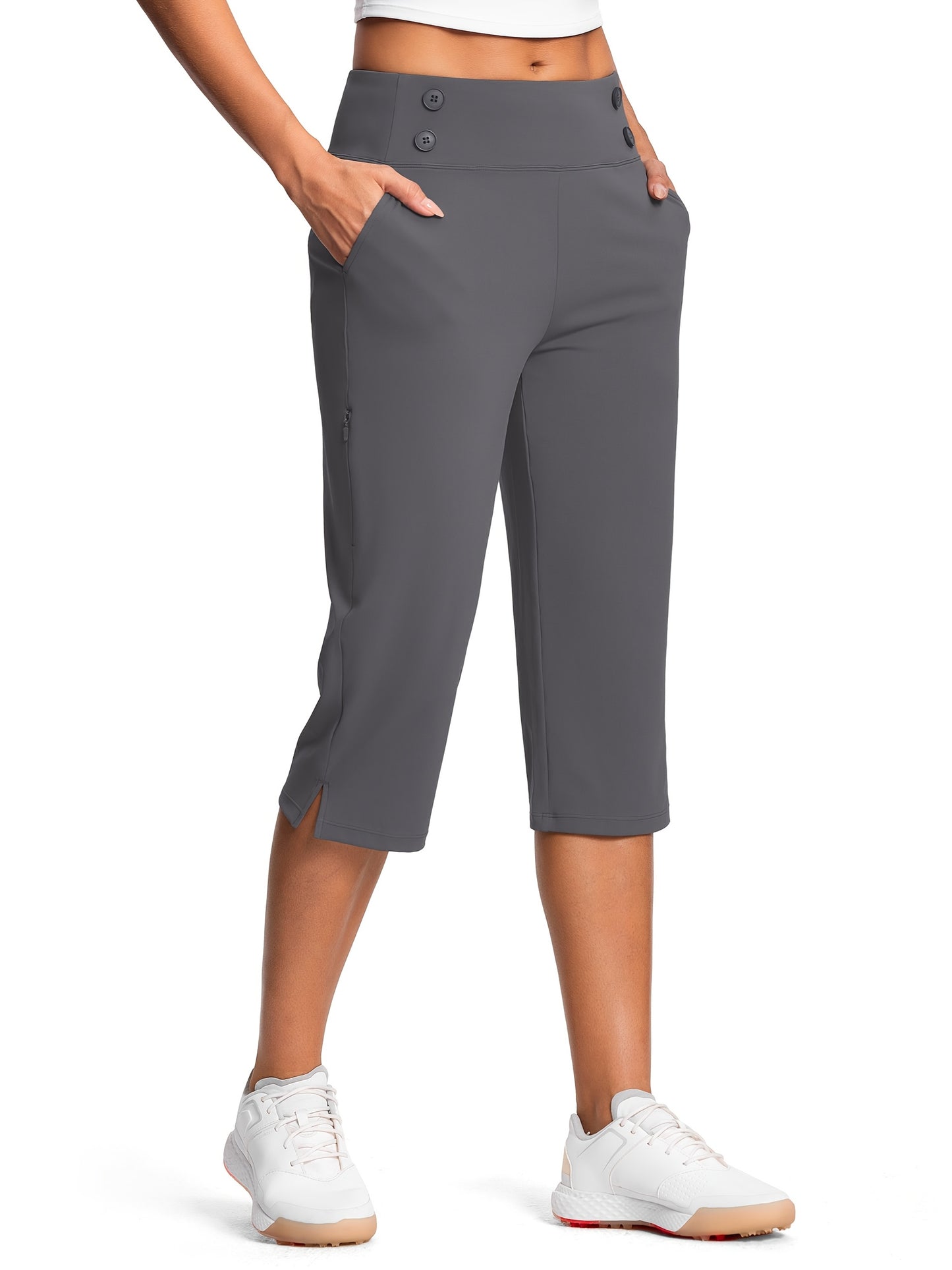 Women's High Waist Capri Pants for Work and Casual Wear