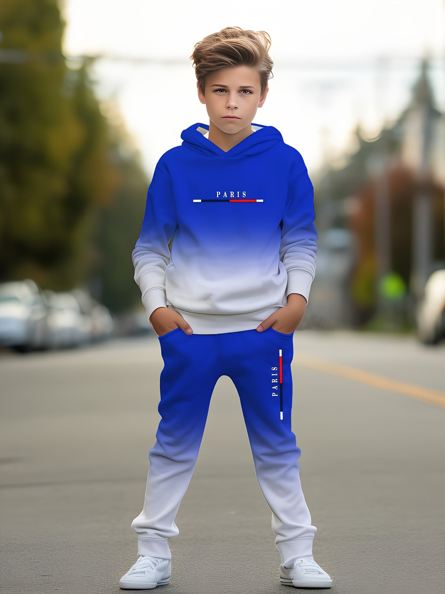 Fashionable 3D Printed Hoodie with Pockets for Boys