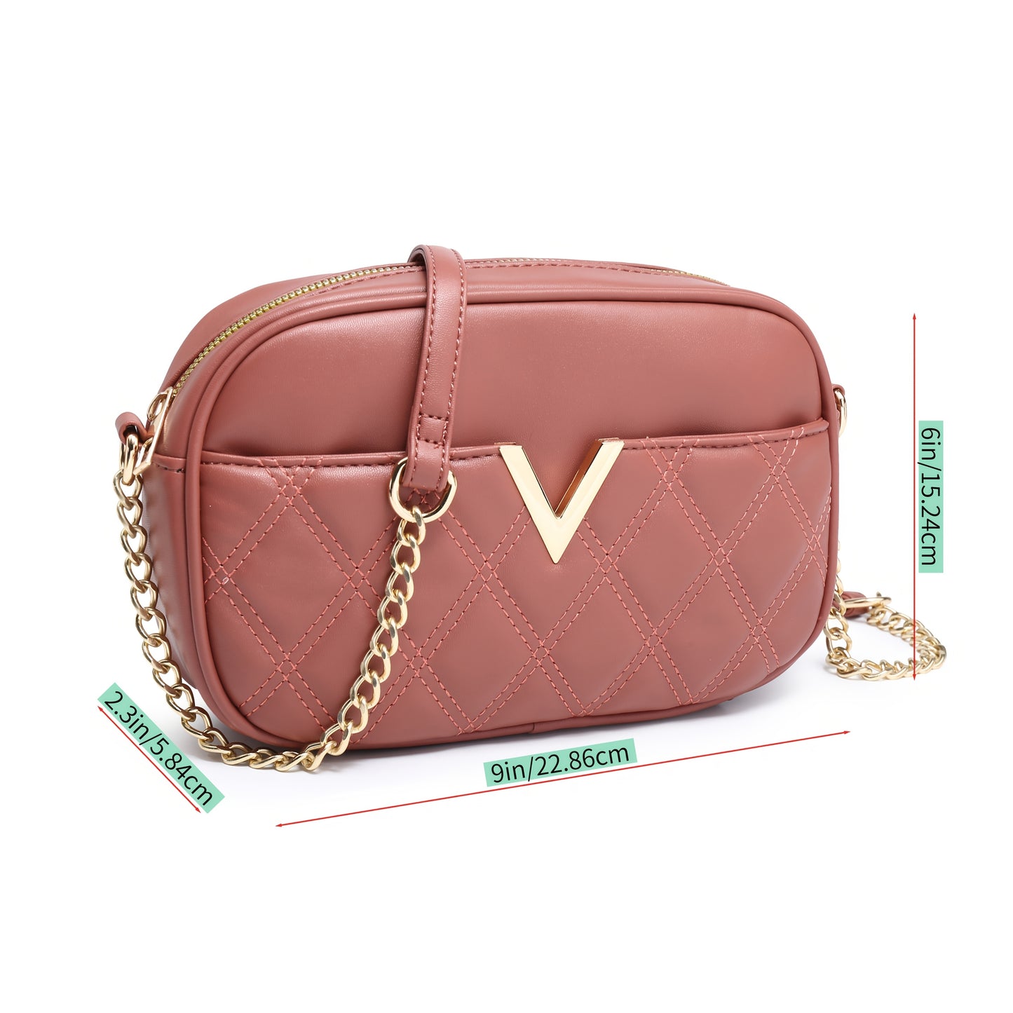 Stylish Quilted Crossbody Bag with Golden-Tone Chain Strap
