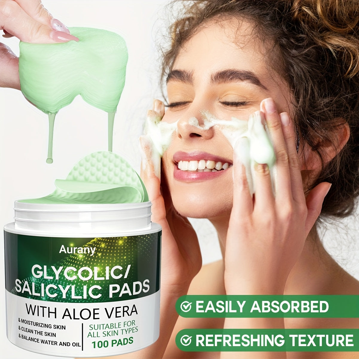 Aurany Glycolic and Salicylic Acid Moisturizing Facial Cleansing Pads