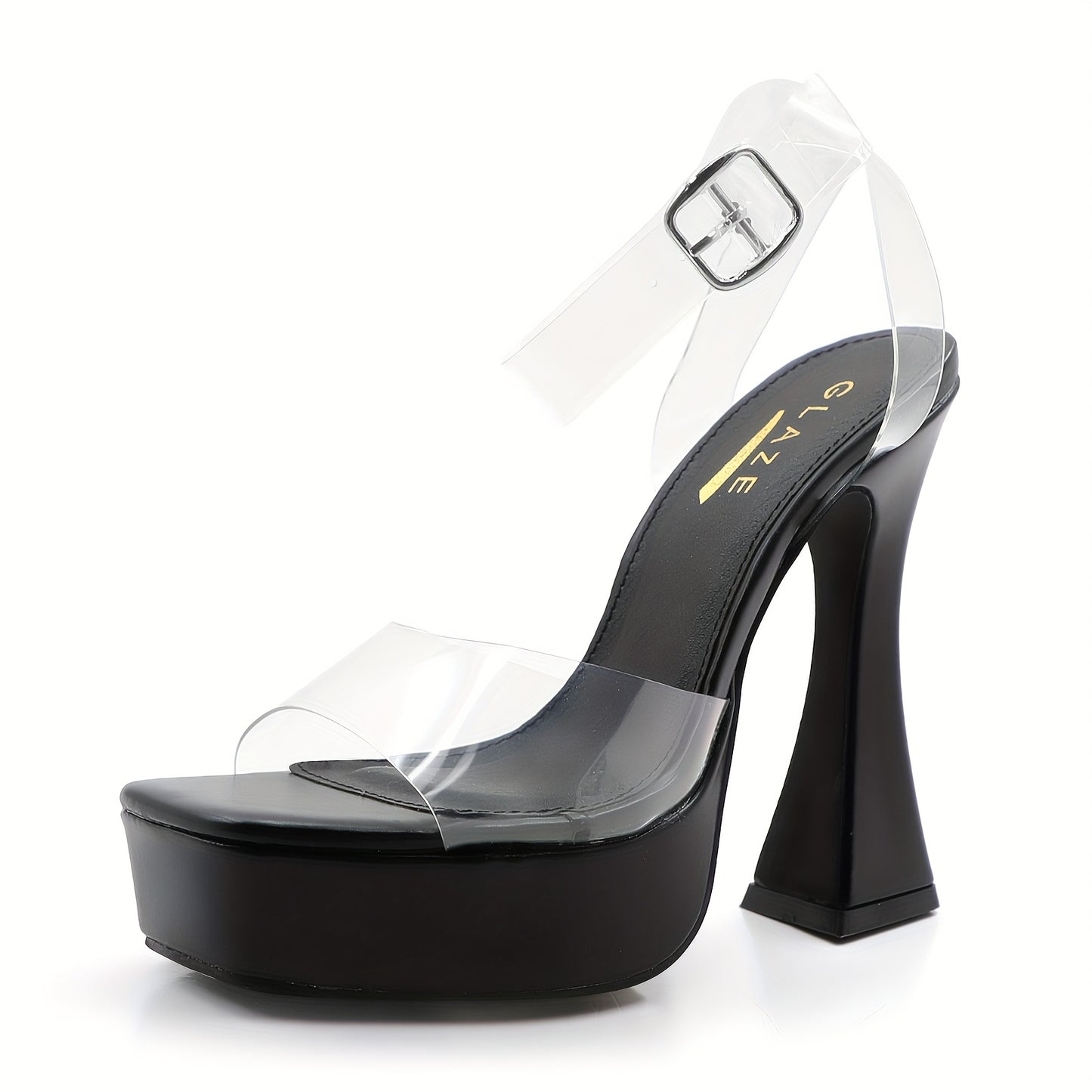 Platform Heels for Women 5 Inch Chunky Heels Sandals Comfy Open Toe Block Heeled Ankle Strappy Heels Clear High Heeled Sandals Stylish and Sexy Perfect for Weddings and Parties