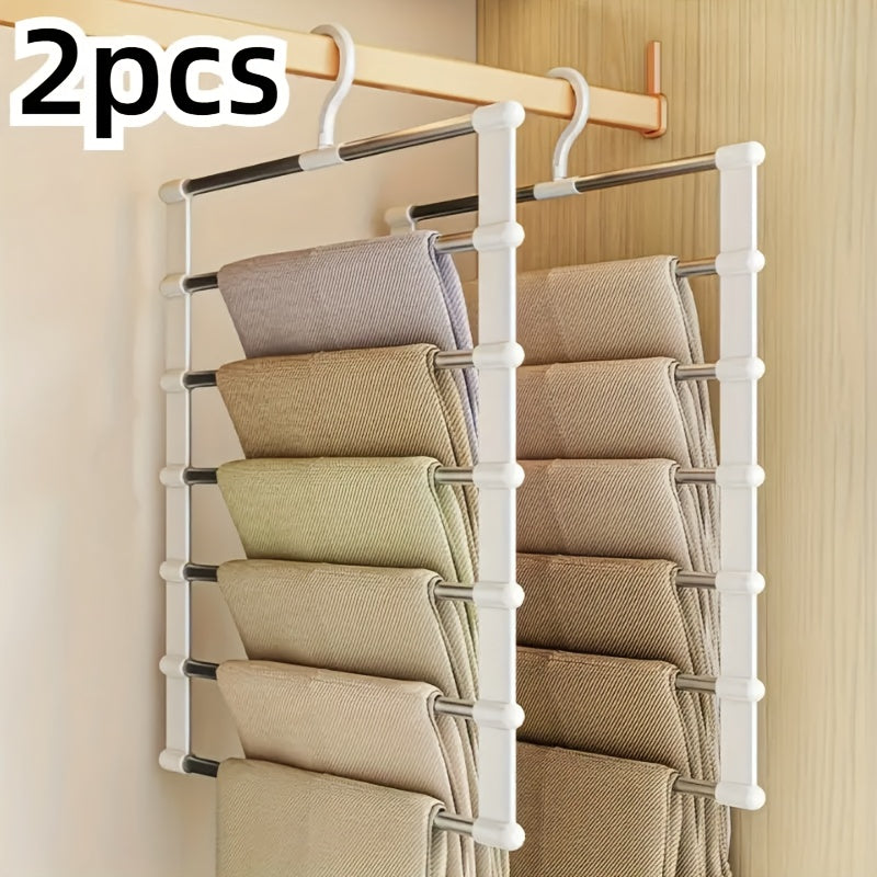 Folding Pants Hanger Set - Multi-Layer Stainless Steel Organizer