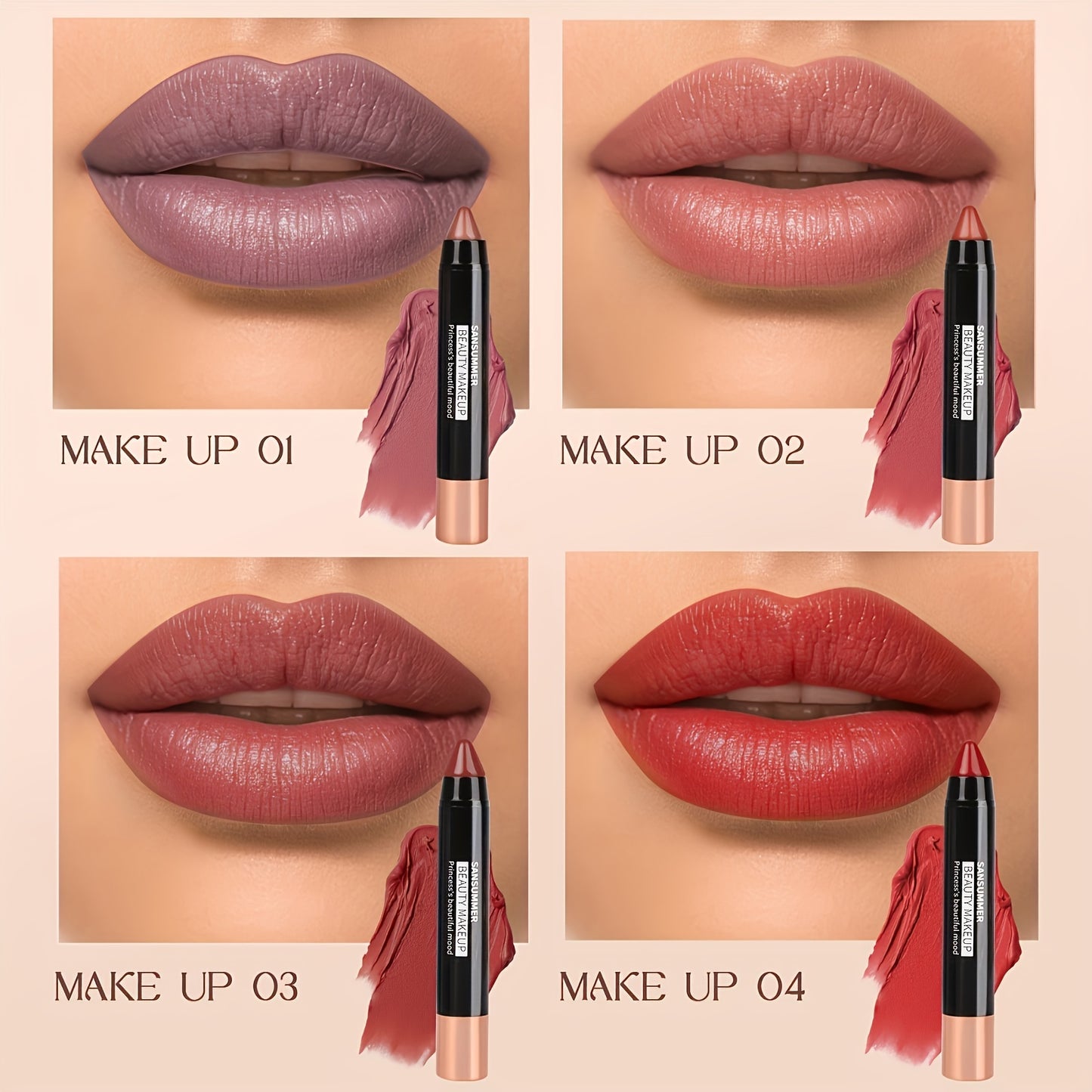 Moisturizing Crayon Lipstick Set for Lasting Professional Makeup