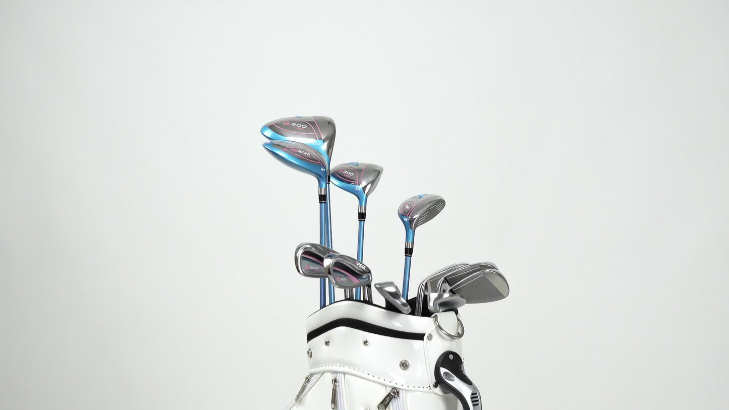 PGM Women's Complete 11-Piece Golf Set - Woods (#1, 3, 5, 4H) Irons (#6, 7, 8, 9, PW, SW) Putter | Lightweight graphite shafts (Ladies Flex) | Includes stand bag | Perfect gift for Valentine's Day/Mother's Day