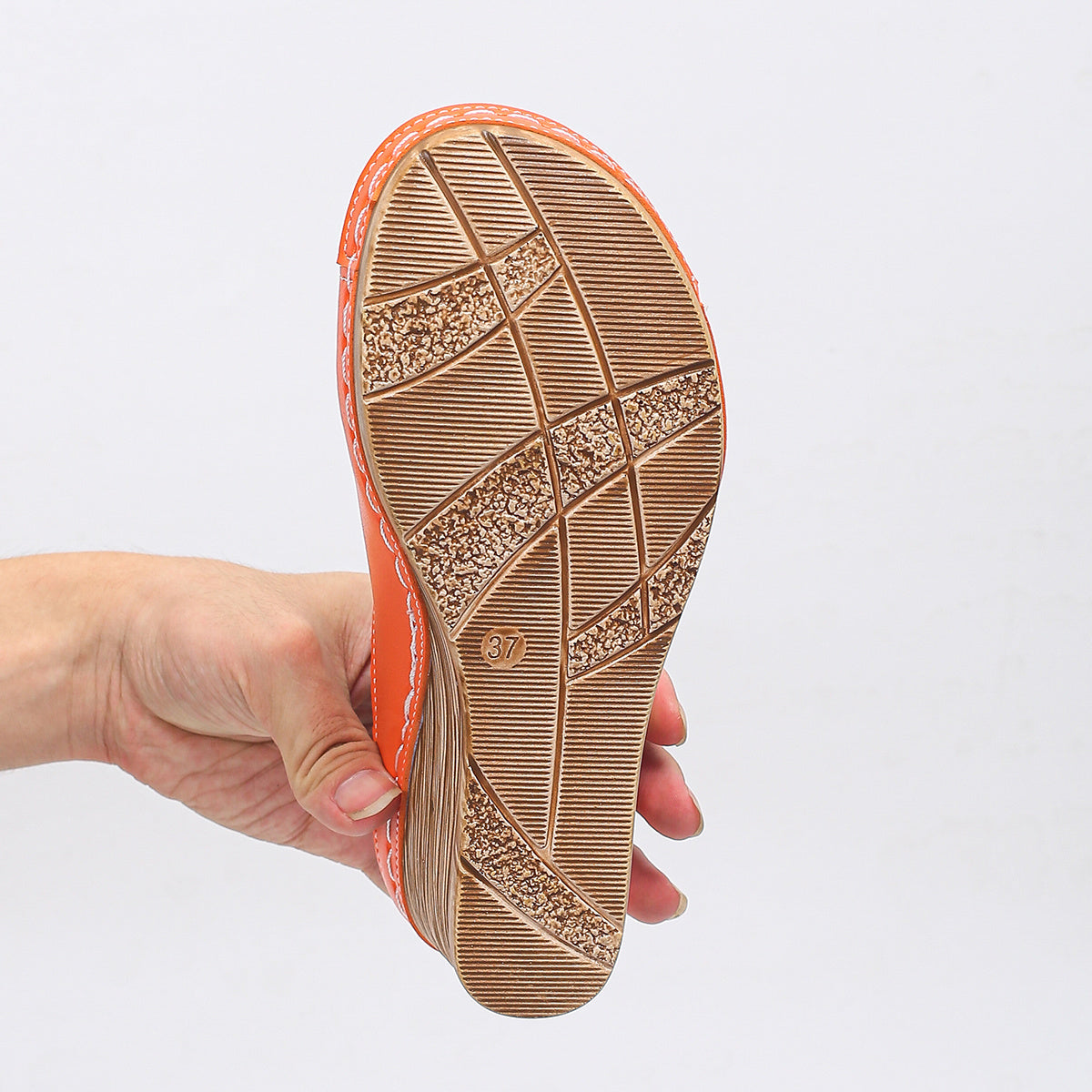 2025paragraph Women's Plus Size Slip On Platform Wedge Sandals Thick Cushioned Heel Vibrant Orange Ankle Bracelet Accent Open Toe Summer Sandals TPR Sole Synthetic Cover Machine Washable Casual Skirt Outfits