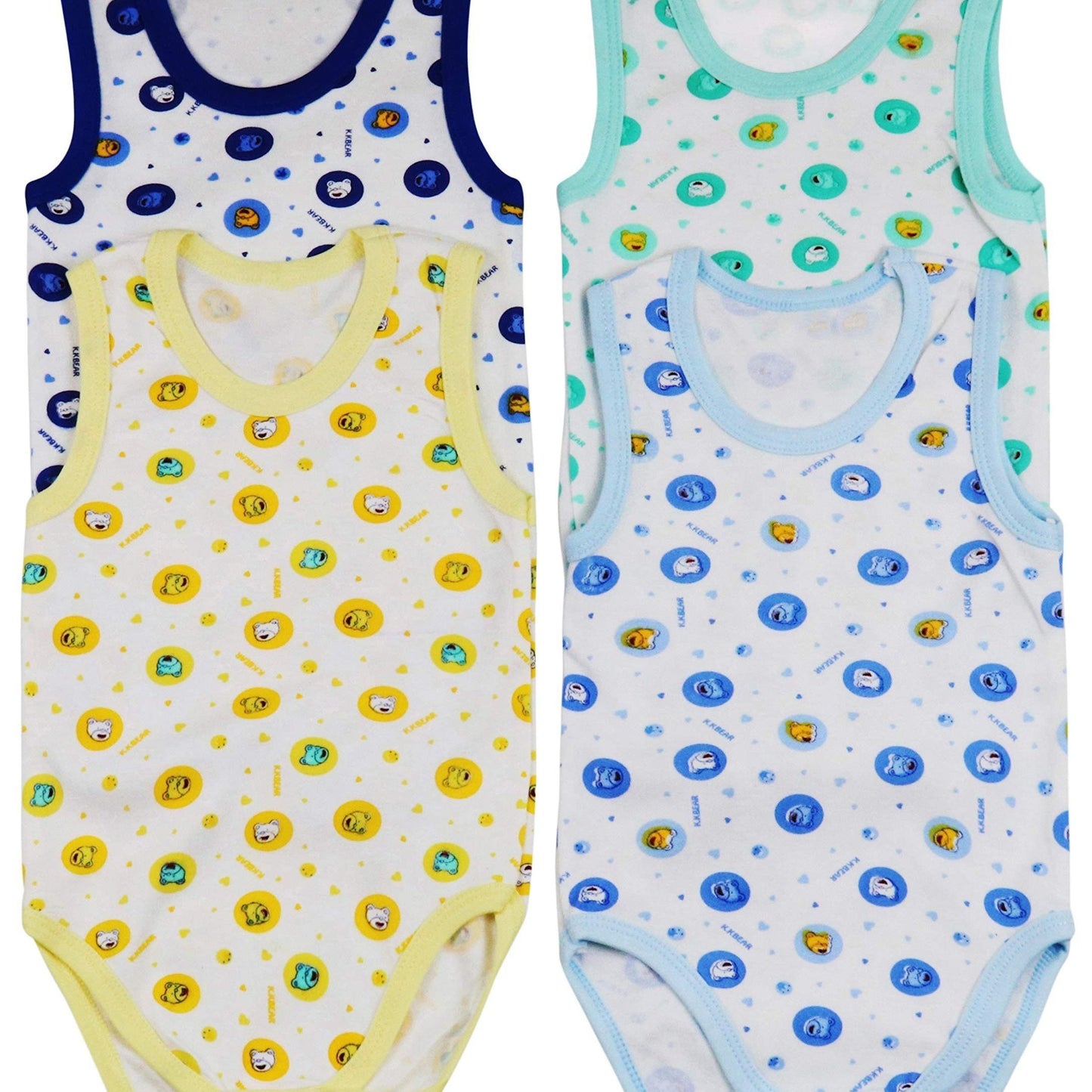 ToBeInStyle Baby Boys' Cartoon Tank Top Bodysuit 4 Pack