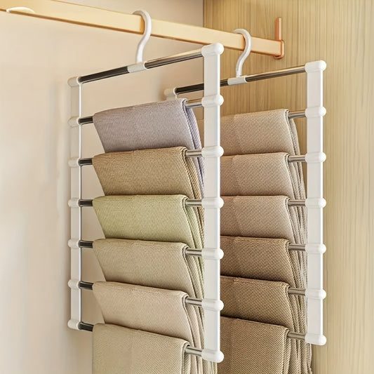 Folding Pants Hanger Set - Multi-Layer Stainless Steel Organizer