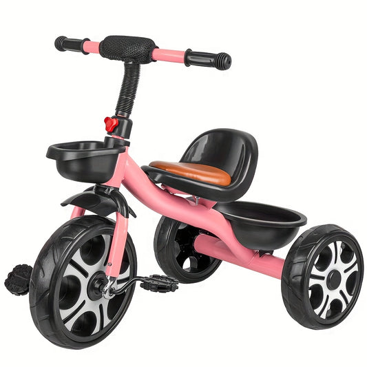 Durable Carbon Steel Tricycle with Storage Basket for Kids